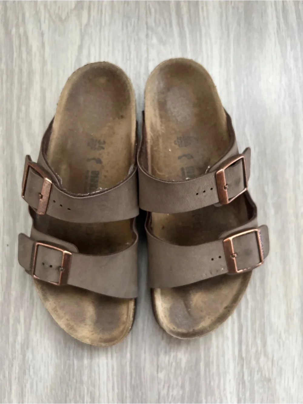 Birkenstock Kids Arizona Brown Leather Double Buckle Sandals EU 34 Youth